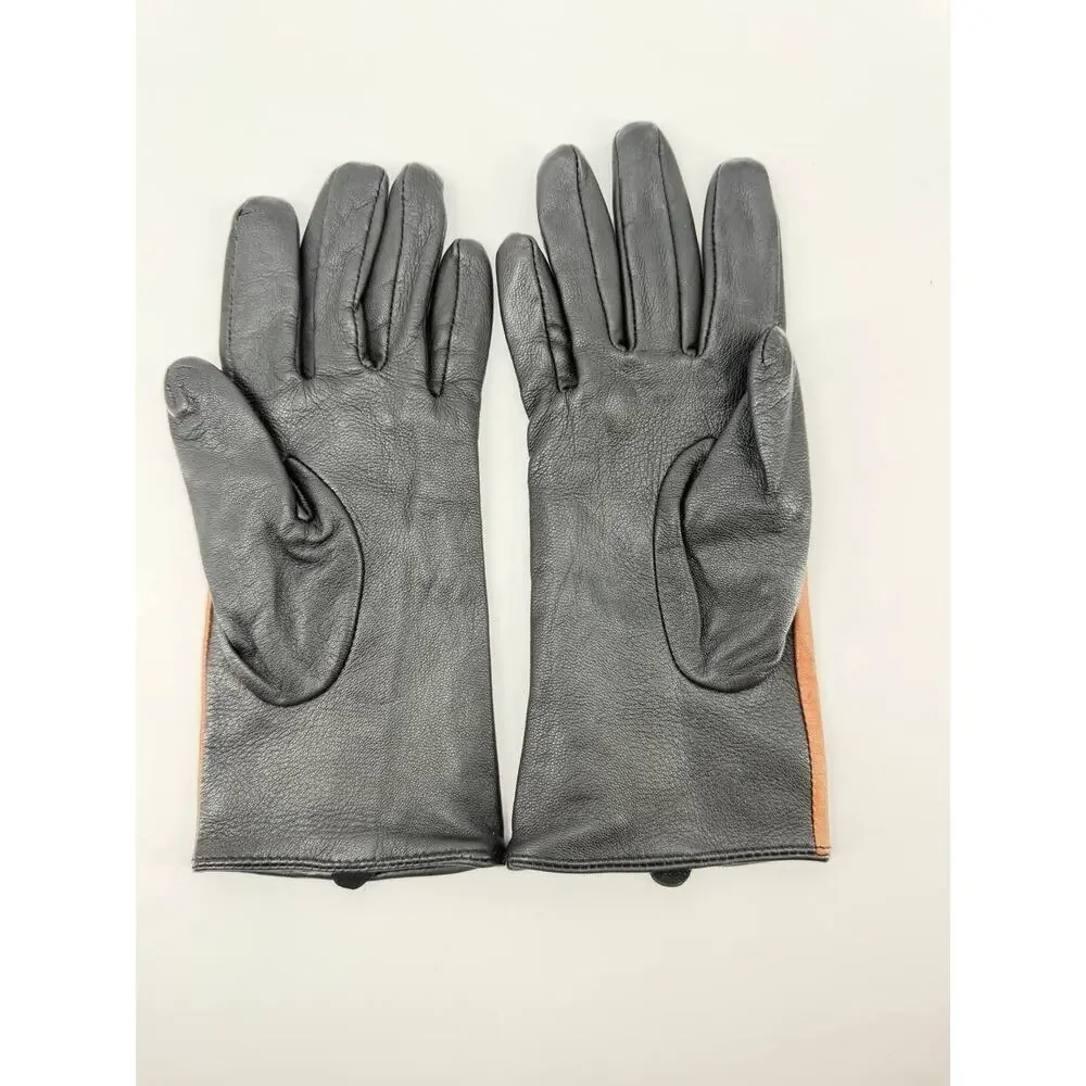 Danier Women Genuine Leather Winter Gloves Black Brown Small S/P Soft Lined